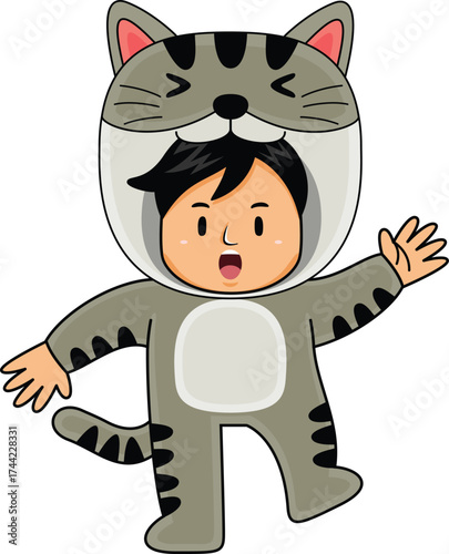 boy wear cat animal costume