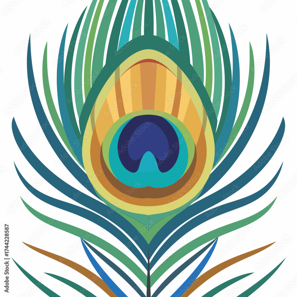 Obraz premium Abstract Peacock Feather In Modern Geometric Style Design