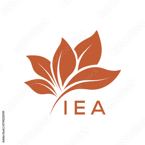 Modern Abstract Botanical Logo with Leaf Motif and Letter mark "IEA" IEA Later Logo, 

