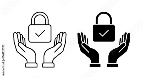 Hands holding a padlock with a checkmark