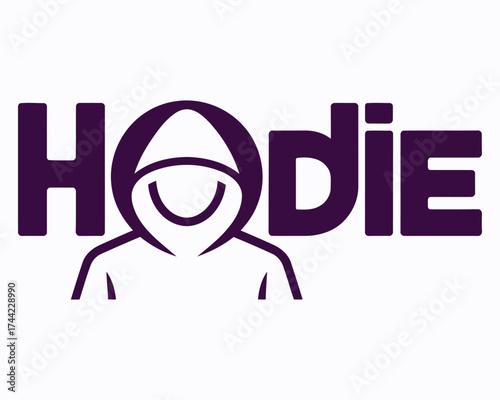 Stylish Hodie Logo Design Featuring a Hooded Figure with a Subtle Smile in a Minimalist and Modern Style Creation