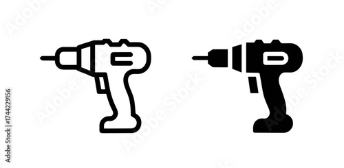 Outline and filled icon of a cordless drill