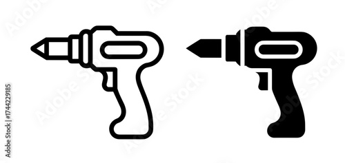 Outline and solid icon of a cordless drill