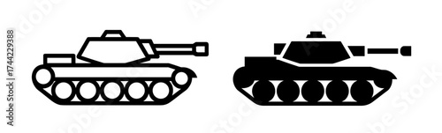Two tank icons, one outlined and one solid black