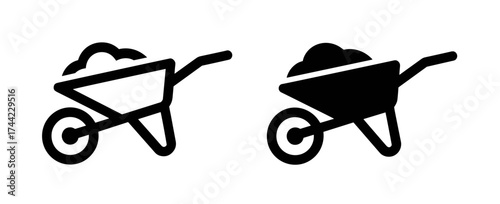 Two wheelbarrow icons, one outline and one solid
