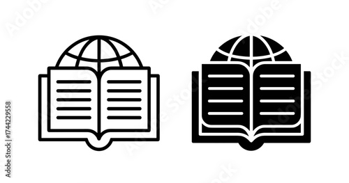 Open book with globe icon