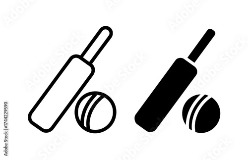 Cricket bat and ball icon
