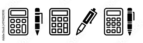 Calculator and pen icons