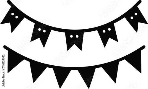 Garland spooky banners silhouette vector art illustration