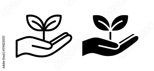Hand holding a seedling