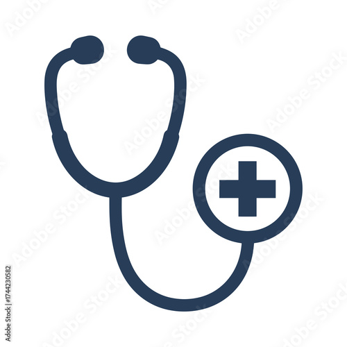 Stethoscope with medical cross icon