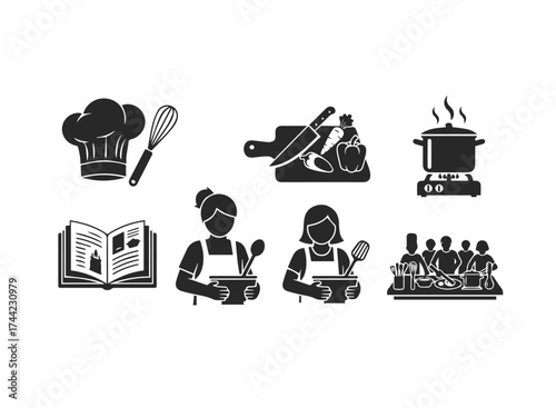 Cooking and culinary icon set