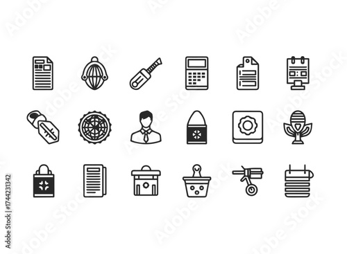 Collection of business and office related icons