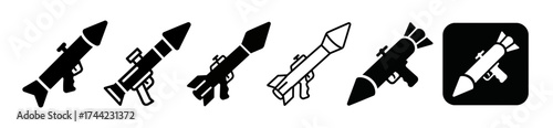 Collection of rocketpropelled grenade launchers icons