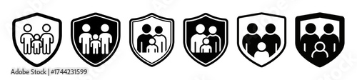 Family protection shield icons