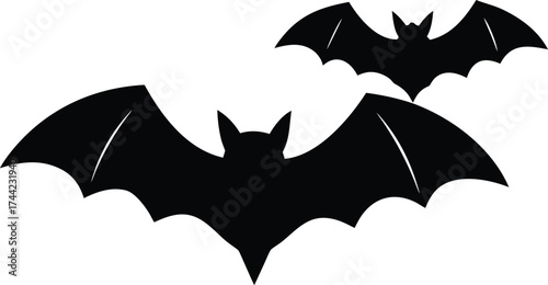 Paper bats silhouette vector art illustration
