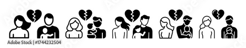 Broken heart icon representing relationship problems and family issues