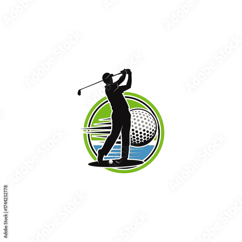 Golf player icon flat vector design.