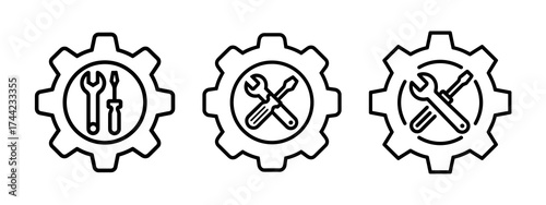 Three gears with tools inside