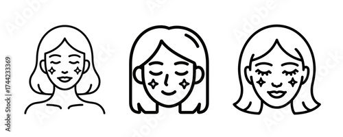 Three women with closed eyes and stars on cheeks