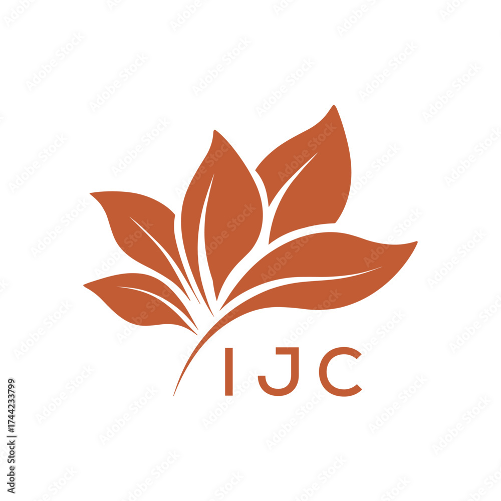 Obraz premium Botanical Nature Logo with Leaves in Brown, IJC Later Logo, Abstract Floral Logo for Natural Products 