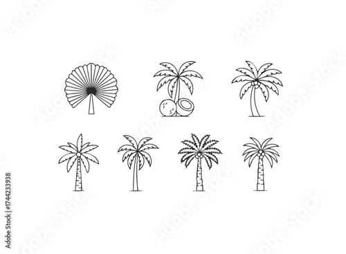 Set of palm tree icons