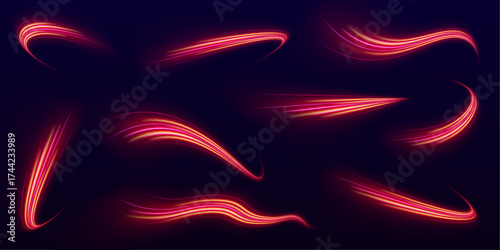 Radiant neon rings pulse with glowing highlights and fade softly into dark space, creating ripple-like effects. These concentric circles convey rhythm and dynamic motion. Great transparent PNG for U 