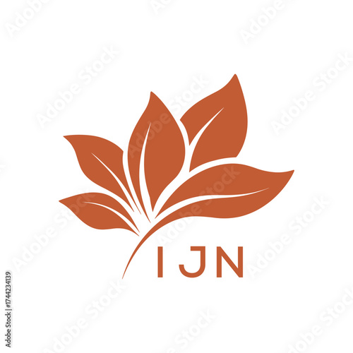 Cuadro en lienzo Botanical Nature Logo with Leaves in Brown, IJN Later Logo, Abstract Floral Logo