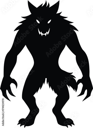 Werewolf silhouette vector art illustration