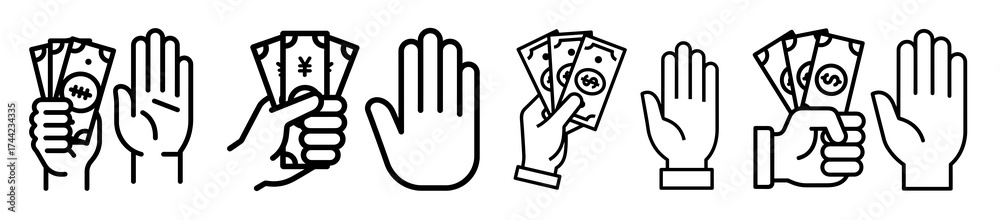 Fototapeta premium Hands offering and rejecting money
