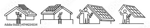 Installation of solar panels on house roofs