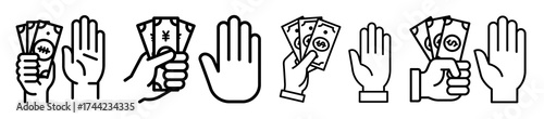 Hands offering and rejecting money