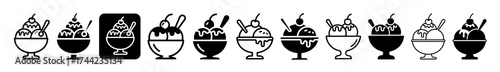 Collection of ice cream sundae icons