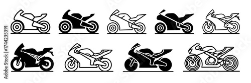 Collection of sport motorcycles