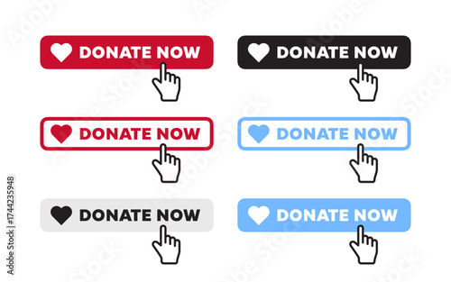 Donate now button. Charity and volunteer concept