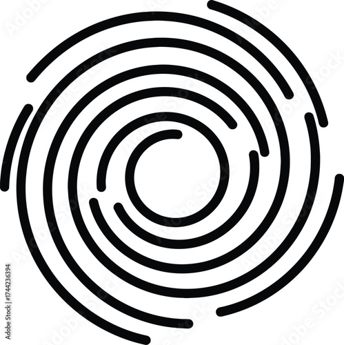 Vector art of abstract fingerprint spiral, a unique and modern design element for security, identity, and technology concepts in graphic design