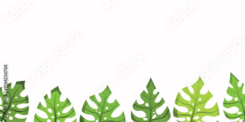 Floral frame with colorful exotic branches on white background. Ornate border with tropic leaves. Vector stock illustration for wallpaper, posters, card. Doodle style. Copy space.