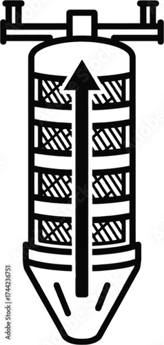 Vector art of water filter icon simple line drawing of a water filtration system for purification and clean water supply