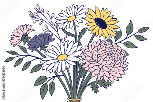 Vibrant floral bouquets featuring chrysanthemums and asters in seasonal colors