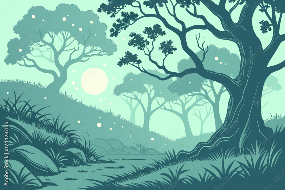 Fototapeta premium Spiritual fusion of nature and animals in vibrant illustration