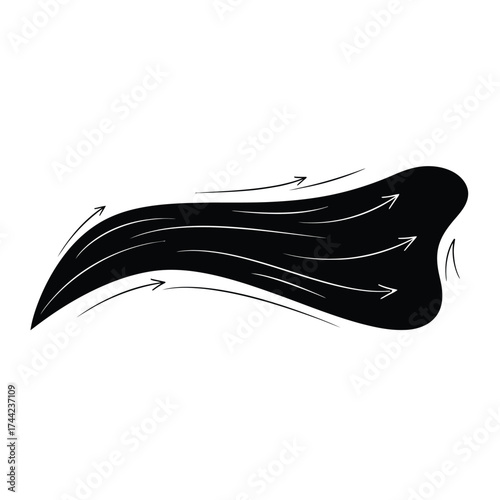 Vector art of black and white illustration of a gua sha tool with arrows, perfect for beauty and wellness concepts