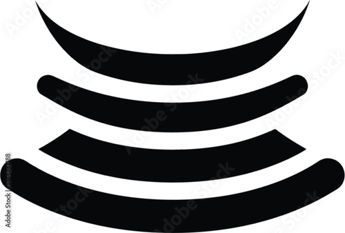 Vector art of a black and white illustration of a neck with three lines, , representing flexibility and movement in the neck area