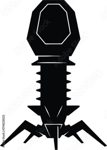 Vector art of bacteriophage vector icon virus infecting bacteria phage therapy and biotechnology research concept