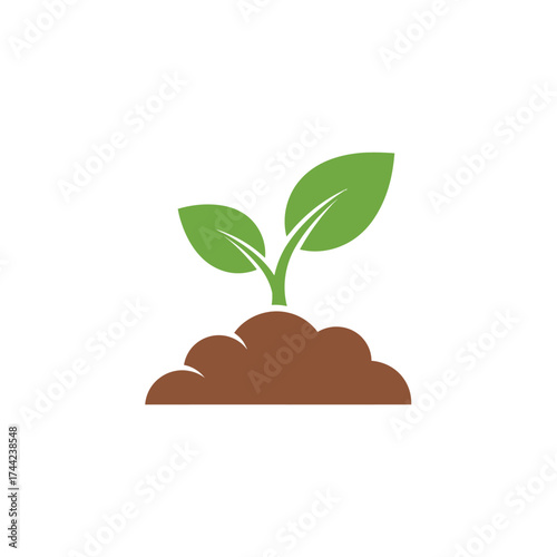 Simple illustration of a sprouting plant, symbolizing growth, nature, and the environment