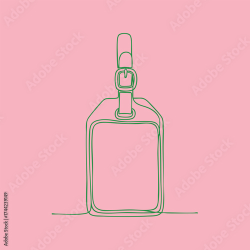Minimalist line drawing of a portable spray bottle with a trigger on a soft pink