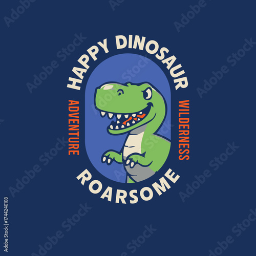 Happy Dinosaur roarsome cute kids dino vector graphic