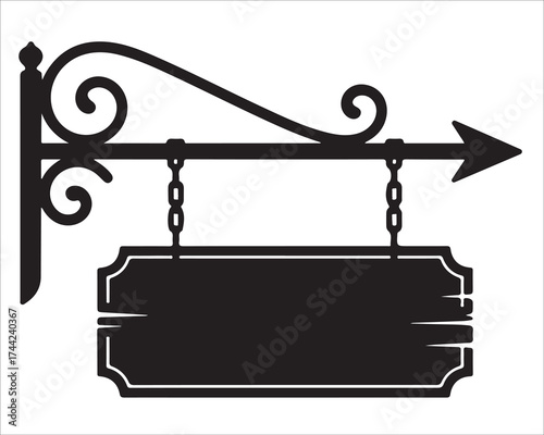 Retro hanging sign vector illustration isolated on white