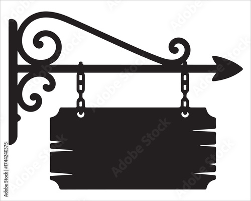 Blank wooden sign silhouette for shop or restaurant design