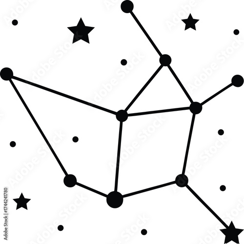 Constellation pattern stars dots silhouette vector art illustration