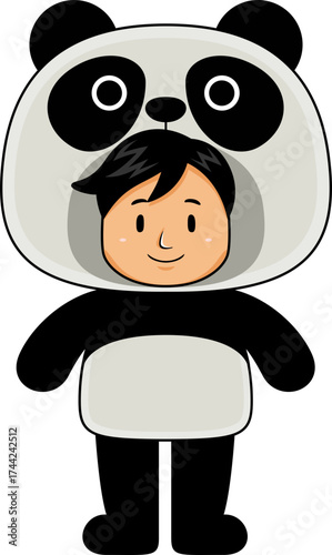 boy wear panda animal costume